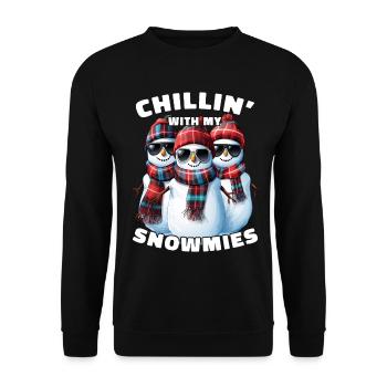 Chillin With My Snowmies Sunglasses Snowmen - Unisex Sweatshirt - black - Front - Alina (178cm) & Michal (187cm)