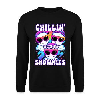 Chillin With My Snowmies Groovey Snowman - Unisex Sweatshirt - black - Front - Alina (178cm) & Michal (187cm)