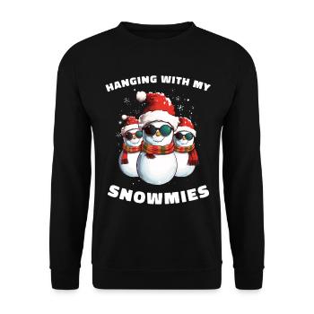 Hanging With My Snowmies Snowman Christmas - Unisex Sweatshirt - black - Front - Alina (178cm) & Michal (187cm)