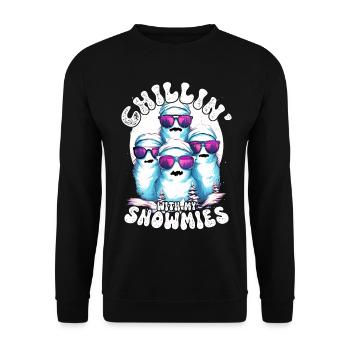 Chillin With My Snowmies Snowman - Unisex Sweatshirt - black - Front - Alina (178cm) & Michal (187cm)