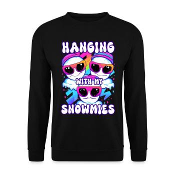 Hanging With My Snowmies Groovey Snowman - Unisex Sweatshirt - black - Front - Alina (178cm) & Michal (187cm)