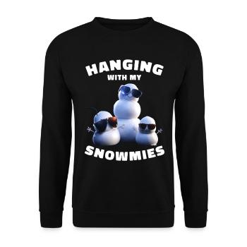Hanging With My Snowmies Funny Snowmen - Unisex Sweatshirt - black - Front - Alina (178cm) & Michal (187cm)