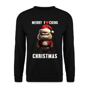 Joyeux Noël Grim Cat Noël - Sweat-shirt Unisexe - noir - Devant - Alina (178cm) & Michal (187cm)