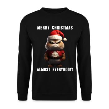 Joyeux Noël Grim Cat Noël tenue - Sweat-shirt Unisexe - noir - Devant - Alina (178cm) & Michal (187cm)