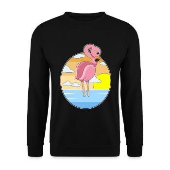 Flamingo Sunset - Unisex Sweatshirt - black - Front - Alina (178cm) & Michal (187cm)
