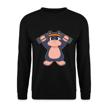 Mole Bodybuilder Dumbbells Bodybuilding - Unisex Sweatshirt - black - Front - Alina (178cm) & Michal (187cm)