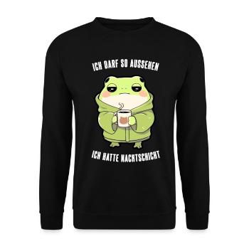 Ich Darf So Aussehen Kawaii Frosch Nachtschicht - Unisex Pullover - Schwarz - Vorne - Alina (178cm) & Michal (187cm)