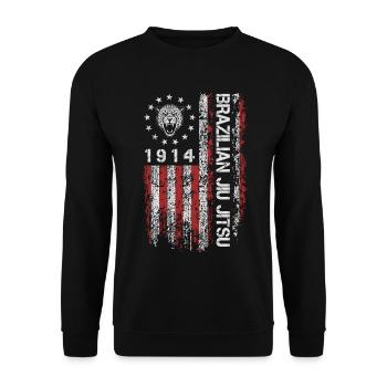 Brazilian Jiu Jitsu 1914 Amerika Flagge Geschenk - Unisex Pullover - Schwarz - Vorne - Alina (178cm) & Michal (187cm)