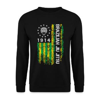 Brazilian Jiu Jitsu 1914 Amerika Flagge Geschenk - Unisex Pullover - Schwarz - Vorne - Alina (178cm) & Michal (187cm)