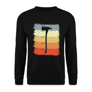 Feuerwehrmann Axt Zeichnung - Unisex Pullover - Schwarz - Vorne - Alina (178cm) & Michal (187cm)