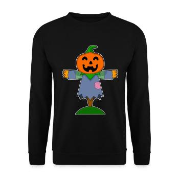 Vogelscheuche Halloween Kürbis - Unisex Pullover - Schwarz - Vorne - Alina (178cm) & Michal (187cm)