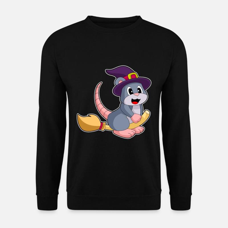 Mouse Witch Broom - Unisex Sweatshirt - black