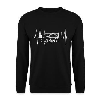 Porto Skyline Heartbeat Portugal Heart Love Porto - Unisex Sweatshirt - black - Front - Alina (178cm) & Michal (187cm)