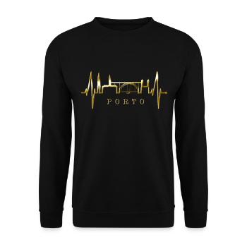 Porto Skyline Heartbeat Portugal Heart Love Porto - Unisex Sweatshirt - black - Front - Alina (178cm) & Michal (187cm)