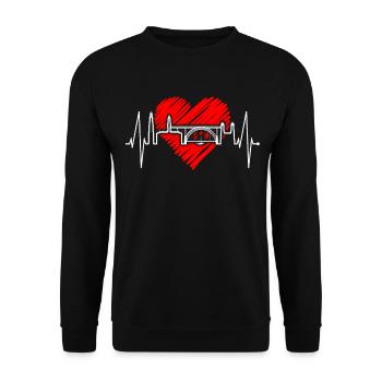 Porto Skyline Heartbeat Portugal Heart Love Porto - Unisex Sweatshirt - black - Front - Alina (178cm) & Michal (187cm)