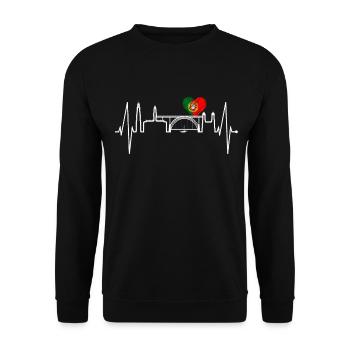 Porto Skyline Heartbeat Portugal Heart Love Porto - Unisex Sweatshirt - black - Front - Alina (178cm) & Michal (187cm)