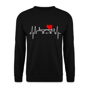 Porto Skyline Heartbeat Portugal Heart Love Porto - Unisex Sweatshirt - black - Front - Alina (178cm) & Michal (187cm)