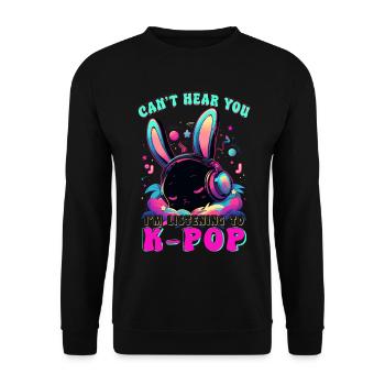 K-Pop Chibi Kawaii Bunny With Headphones Rabbit - Unisex Sweatshirt - black - Front - Alina (178cm) & Michal (187cm)