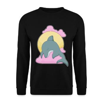 Dolphin Moon - Unisex Sweatshirt - black - Front - Alina (178cm) & Michal (187cm)