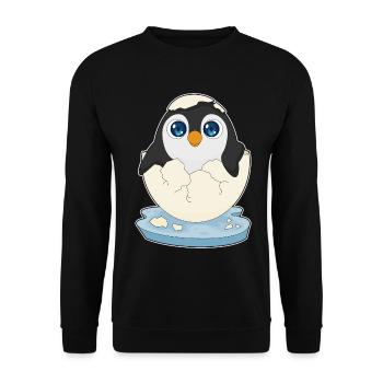 Baby Penguin Egg - Unisex Sweatshirt - black - Front - Alina (178cm) & Michal (187cm)