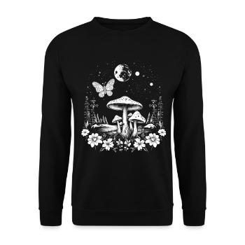 Fairycore Cottagecore Mushrooms Fairy Grunge Moon - Unisex Sweatshirt - black - Front - Alina (178cm) & Michal (187cm)