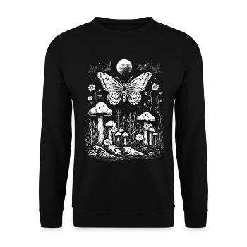 Fairycore Cottagecore Aesthetic Fairy Grunge Mushrooms - Unisex Sweatshirt - black - Front - Alina (178cm) & Michal (187cm)