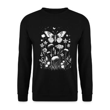 Fairycore Cottagecore Esthétique Grunge Fleurs - Sweat-shirt Unisexe - noir - Devant - Alina (178cm) & Michal (187cm)