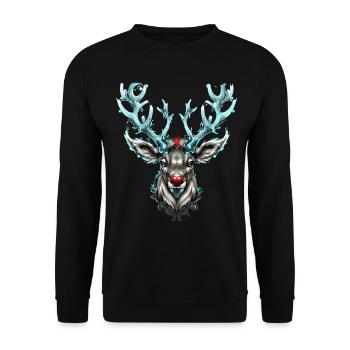 Red Nose Reindeer Deer Antlers - Unisex Sweatshirt - black - Front - Alina (178cm) & Michal (187cm)