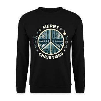 Ugly Christmas Peace Sign Knitting Pattern - Unisex Sweatshirt - black - Front - Alina (178cm) & Michal (187cm)