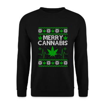 Merry Christmas, Merry Cannabis - Unisex Pullover - Schwarz - Vorne - Alina (178cm) & Michal (187cm)