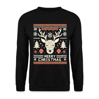 Reindeer Ugly Christmas Sweater - Unisex Sweatshirt - black - Front - Alina (178cm) & Michal (187cm)