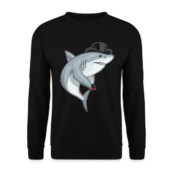 Shark Groom Wedding Ring Wedding - Unisex Sweatshirt - black - Front - Alina (178cm) & Michal (187cm)