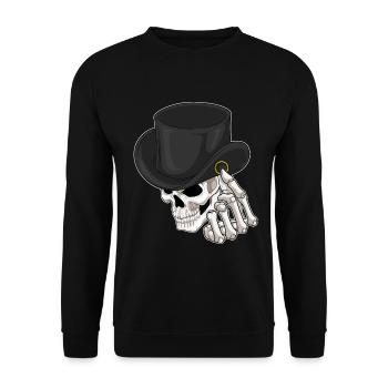 Skull Groom Wedding Ring Wedding - Unisex Sweatshirt - black - Front - Alina (178cm) & Michal (187cm)