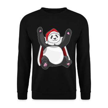 Chapeau de père Noël Panda - Sweat-shirt Unisexe - noir - Devant - Alina (178cm) & Michal (187cm)