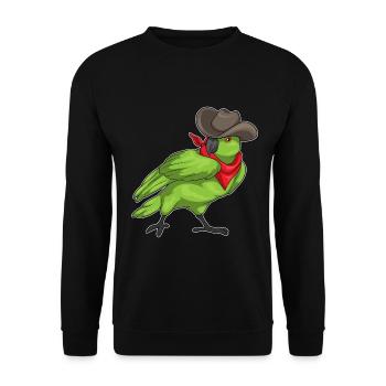 Papagei Cowboy Cowboyhut - Unisex Pullover - Schwarz - Vorne - Alina (178cm) & Michal (187cm)