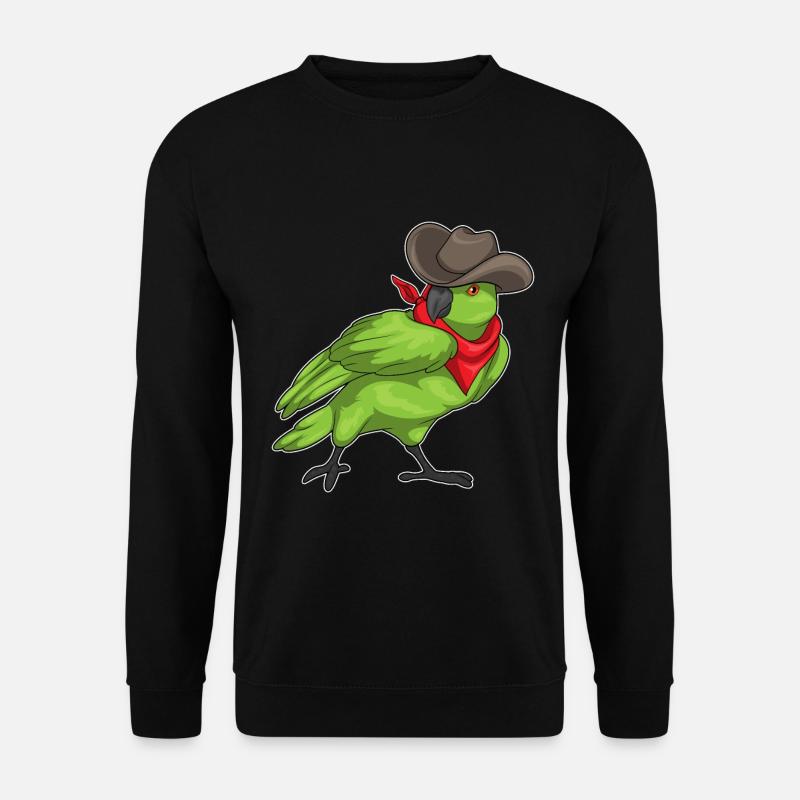 Papagei Cowboy Cowboyhut - Unisex Pullover - Schwarz