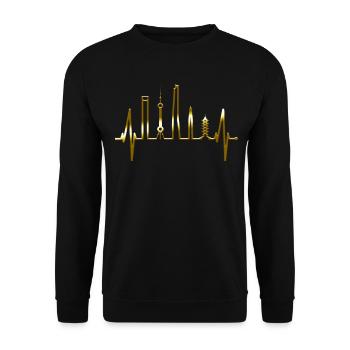 Shanghai Skyline Heartbeat China I Love Shanghai - Unisex Sweatshirt - black - Front - Alina (178cm) & Michal (187cm)