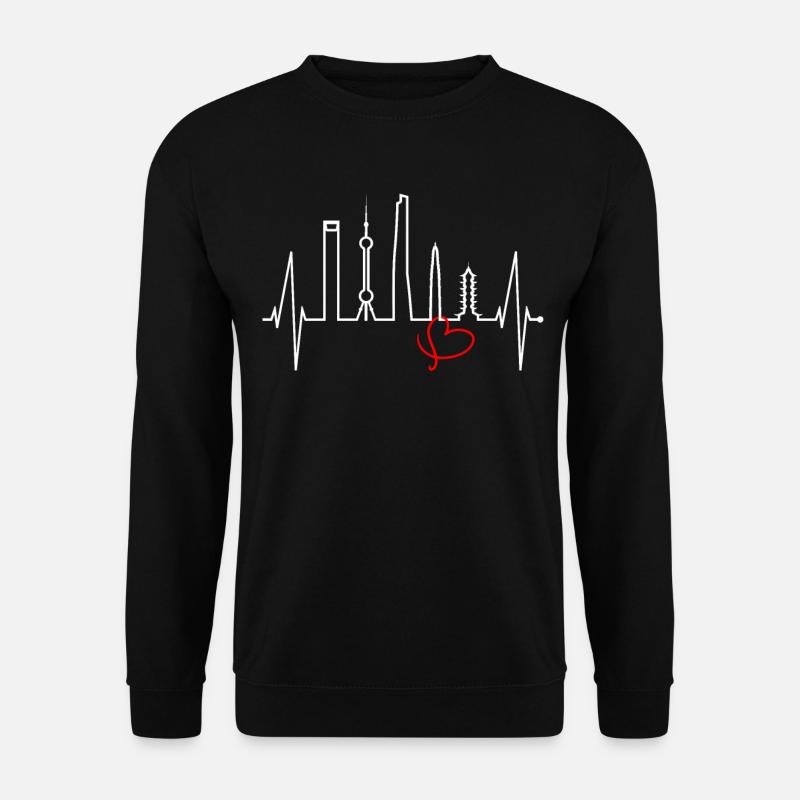 Shanghai Skyline Herzschlag China I Love Schanghai - Unisex Pullover - Schwarz