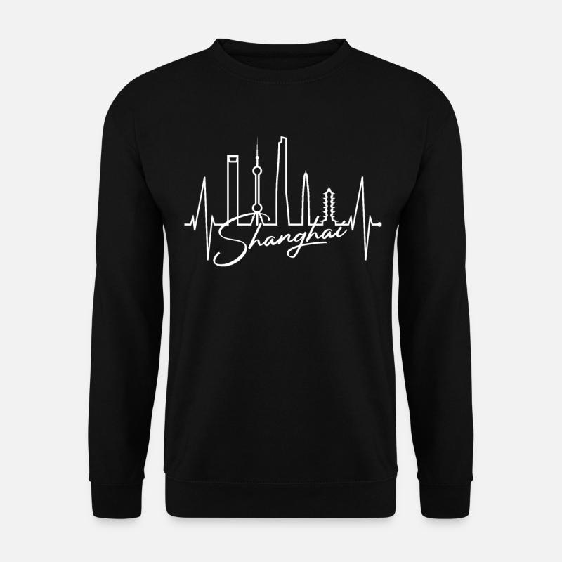 Shanghai Skyline Herzschlag China I Love Schanghai - Unisex Pullover - Schwarz