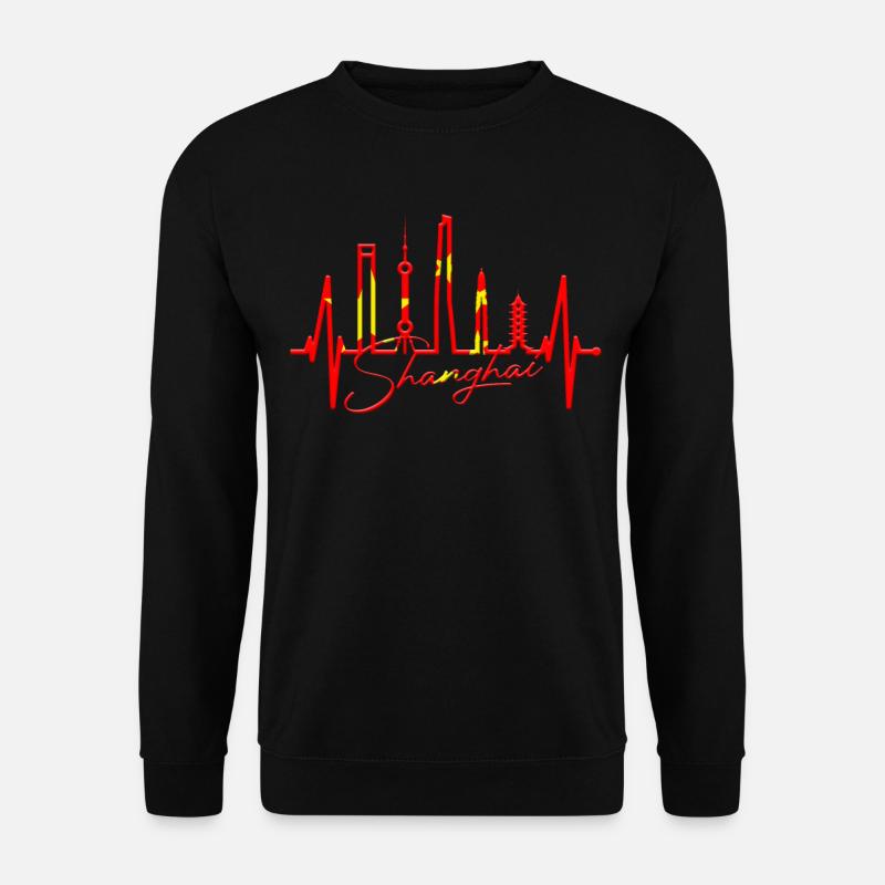 Shanghai Skyline Herzschlag China I Love Schanghai - Unisex Pullover - Schwarz