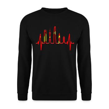Shanghai Skyline Heartbeat China I Love Shanghai - Unisex Sweatshirt - black - Front - Alina (178cm) & Michal (187cm)