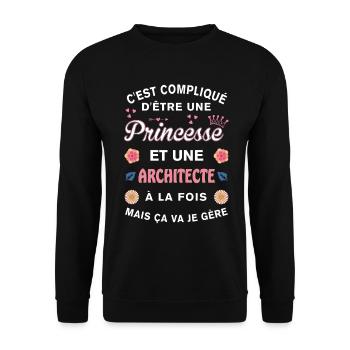 Cadeau Humoristique architecte Princesse - Sweat-shirt Unisexe - noir - Devant - Alina (178cm) & Michal (187cm)