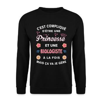 Cadeau Humoristique Biologiste Princesse - Sweat-shirt Unisexe - noir - Devant - Alina (178cm) & Michal (187cm)