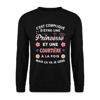 Cadeau Humoristique Courtière Princesse - Sweat-shirt Unisexe - noir - Devant - Alina (178cm) & Michal (187cm)