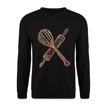 Dessin du rouleau à pâtisserie et du batteur à main - Sweat-shirt Unisexe - noir - Devant - Alina (178cm) & Michal (187cm)