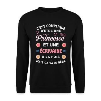 Cadeau Humoristique écrivaine Princesse - Sweat-shirt Unisexe - noir - Devant - Alina (178cm) & Michal (187cm)