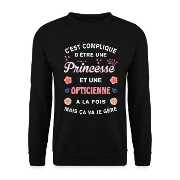 Cadeau Humoristique Opticienne Princesse - Sweat-shirt Unisexe - noir - Devant - Alina (178cm) & Michal (187cm)