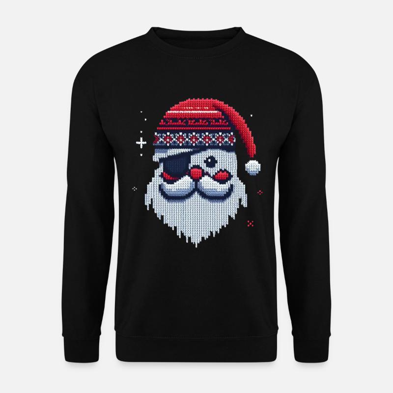 Weihnachtsmann Kawaii Strickmuster - Unisex Pullover - Schwarz