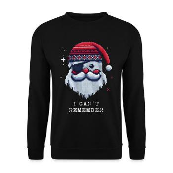 Weihnachtsmann mit Augenklappe Strickmuster - Unisex Pullover - Schwarz - Vorne - Alina (178cm) & Michal (187cm)