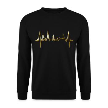 Freiburg im Breisgau Skyline Heartbeat Freiburger - Unisex Sweatshirt - black - Front - Alina (178cm) & Michal (187cm)
